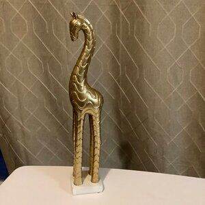Gold Abstract Giraffe Decorative Wood Statue Figurine 16” Modern Art Sculpture